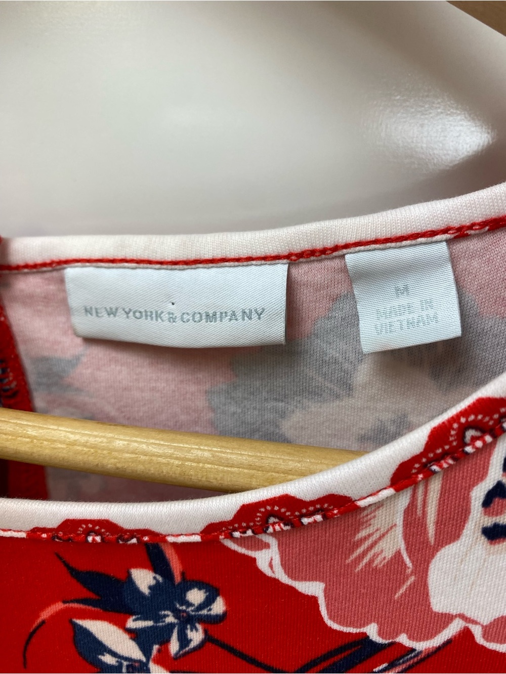 New York & Company Red Floral Fit-and-Flare Dress - Picture 2 of 8